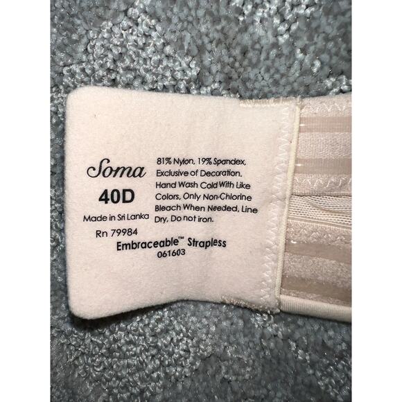 40D Soma Bra Strapless Multiway Embraceable Full Coverage Underwire Stay Up - Picture 8 of 9